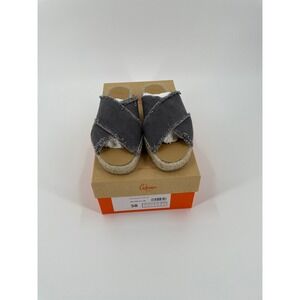 Castaner Palmera Espadrille Sandals Charcoal Gray Frayed Canvas Size 38 US 7.5